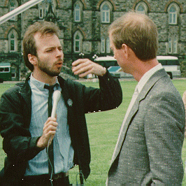 Colman Jones interviewing Dr. Denis Conway on Parliament Hill, Ottawa