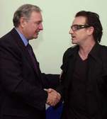 Canadian Finance Minister Paul Martin and rock star Bono